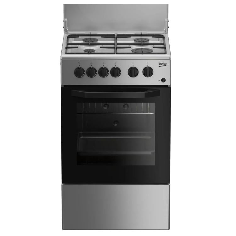BEKO CUCINA A GAS 4 BRUCIATORI FORNO ELETTRICO 54LT 50x50 SILVER CSS42014FS