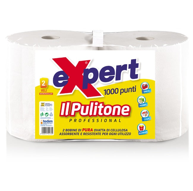 CORONA 2 ROTOLONI CARTA EXPERT 1000 PUNTI IL PULITONE COPPIA 2 BOBINE CUCINA