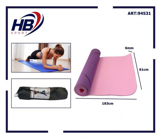 Tappetino Pilates Tappeto Yoga Materassino Fitness Gomma Tpe 6mm Bicolore Viola