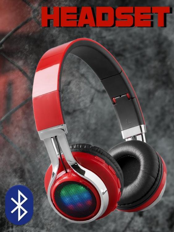 CUFFIE BLUETOOTH WIRELESS STEREO SENZA FILI PIEGHEVOLE SD RADIO VIVAVOCE CON LED