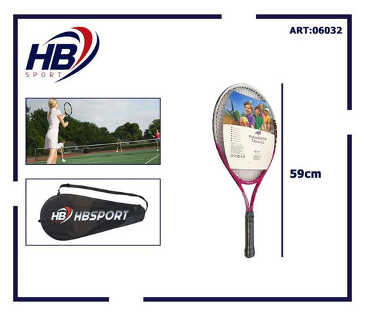 Hb Racchetta Da Tennis Da Ragazzo Con Grafica Fucsia E Bianca Custodia Inclusa