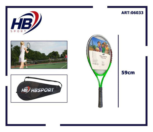 Hb Racchetta Da Tennis Da Ragazzo Con Grafica Verde E Bianca Custodia Inclusa