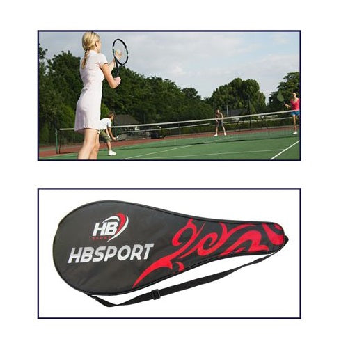 Hb Racchetta Da Tennis Adulto Con Grafica Grigio Nera Rossa Custodia Inclusa