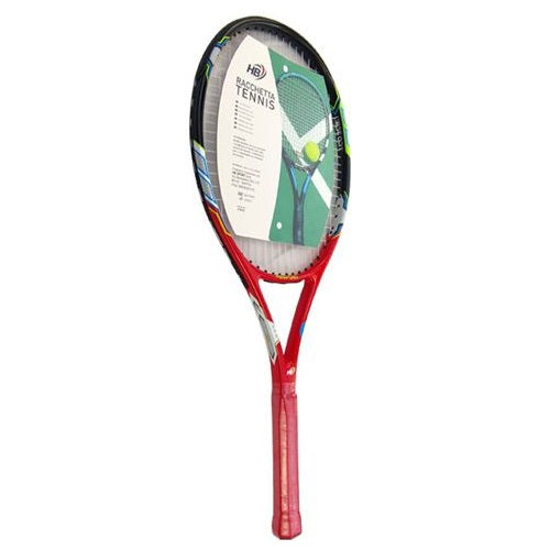Hb Racchetta Da Tennis Adulto Con Grafica Rossa Nera E Blu Fluo Custodia Inclusa