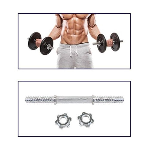 Manubrio Bodybuilding Acciaio 40Cm Filettato Sollevamento Pesi Dischi Palestra