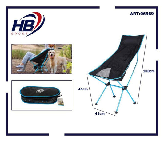 Sedia Pieghevole Campeggio Borsa Portatile Spiaggia Pesca Caccia Esterno Azzurra