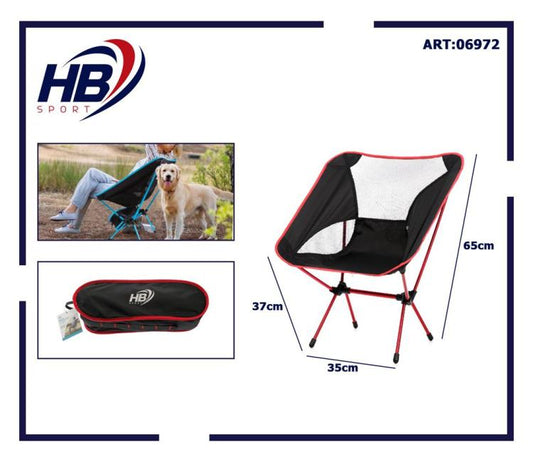 Sedia Pieghevole Campeggio + Borsa Portatile Spiaggia Pesca Caccia Esterno Rossa