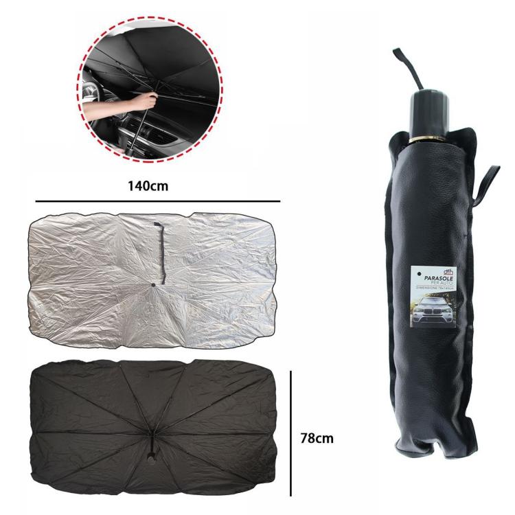Parasole Per Auto Parabrezza Anteriore Ad Ombrello Portatile Pieghevole 140X78Cm
