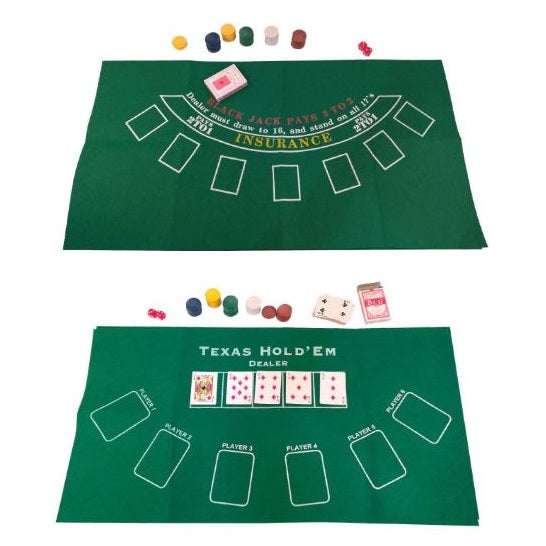 Panno Copritavolo Per Tavolo Da Poker Texas Blackjack Fiches Carte Verde 60X90