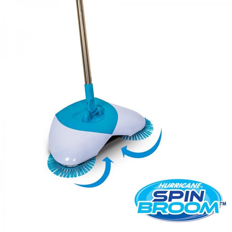 Spin Broom - Scopa Rotante Setole Pattumiera Aspirapolvere Manuale -No Elettrica