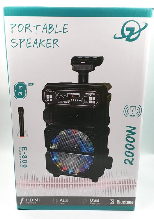 CASSA KARAOKE LED AMPLIFICATA TROLLEY BLUETOOTH USB SD CON MICROFONO TELECOMANDO