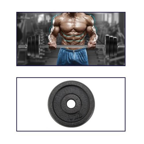 Disco Peso Bilanciere Manubro Dischi Ø 30Mm In Ghisa Palestra Bodybuilding 10Kg