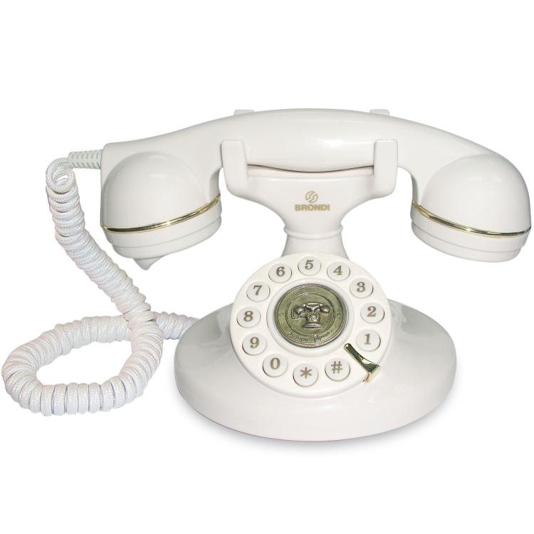 BRONDI TELEFONO FISSO VINTAGE 10 TAVOLO RETRO SUONERIA REGOLABILE FILO BIANCO