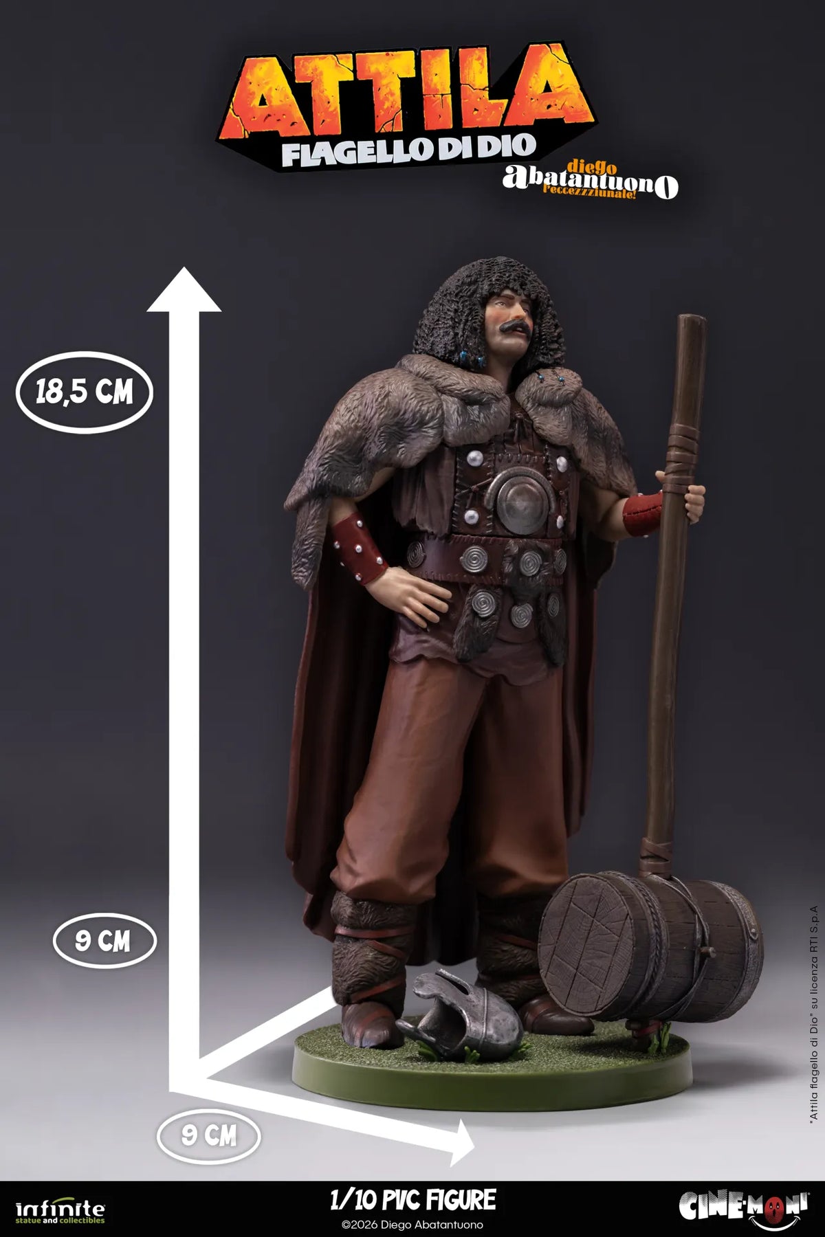 Infinite - Diego Abatantuono Attila Cine-Moni 1/10 Statue Figure Statuetta Figura 19Cm