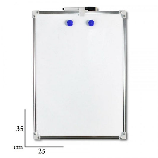 Lavagnetta Magnetica Lavagna Bianca Cancellabile Con Calamite Pennarello 25X35Cm