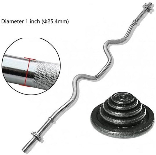 BILANCIERE ANGOLATO CURL SUPER EZ 120CM BARRA CURVA ACCIAI PALESTRA BODYBUILDING
