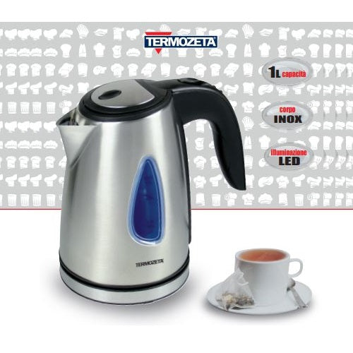 Termozeta Bollitore Cordless Elettrico 1L Acciaio Inox Per Latte Acqua Tisane Te