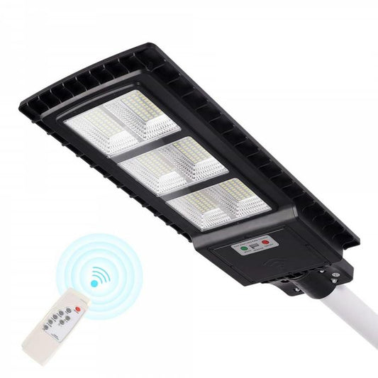 Lampione Stradale Faro Led 180W Pannello Solare Telecomando Sensore Crepuscolare
