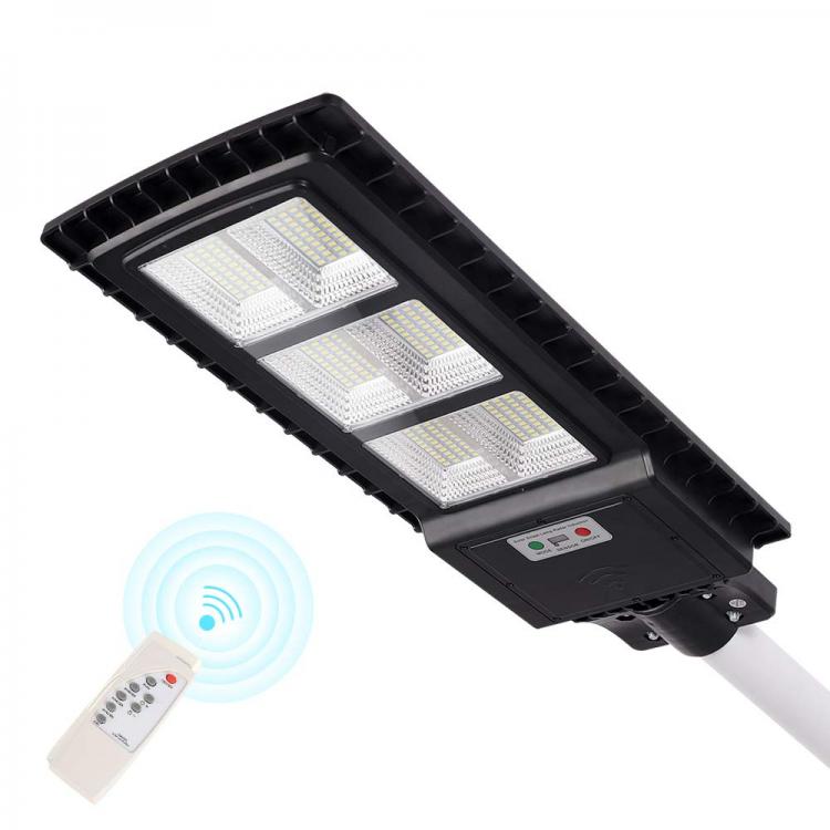 Lampione Stradale Faro Led 120W Pannello Solare Telecomando Sensore Crepuscolare