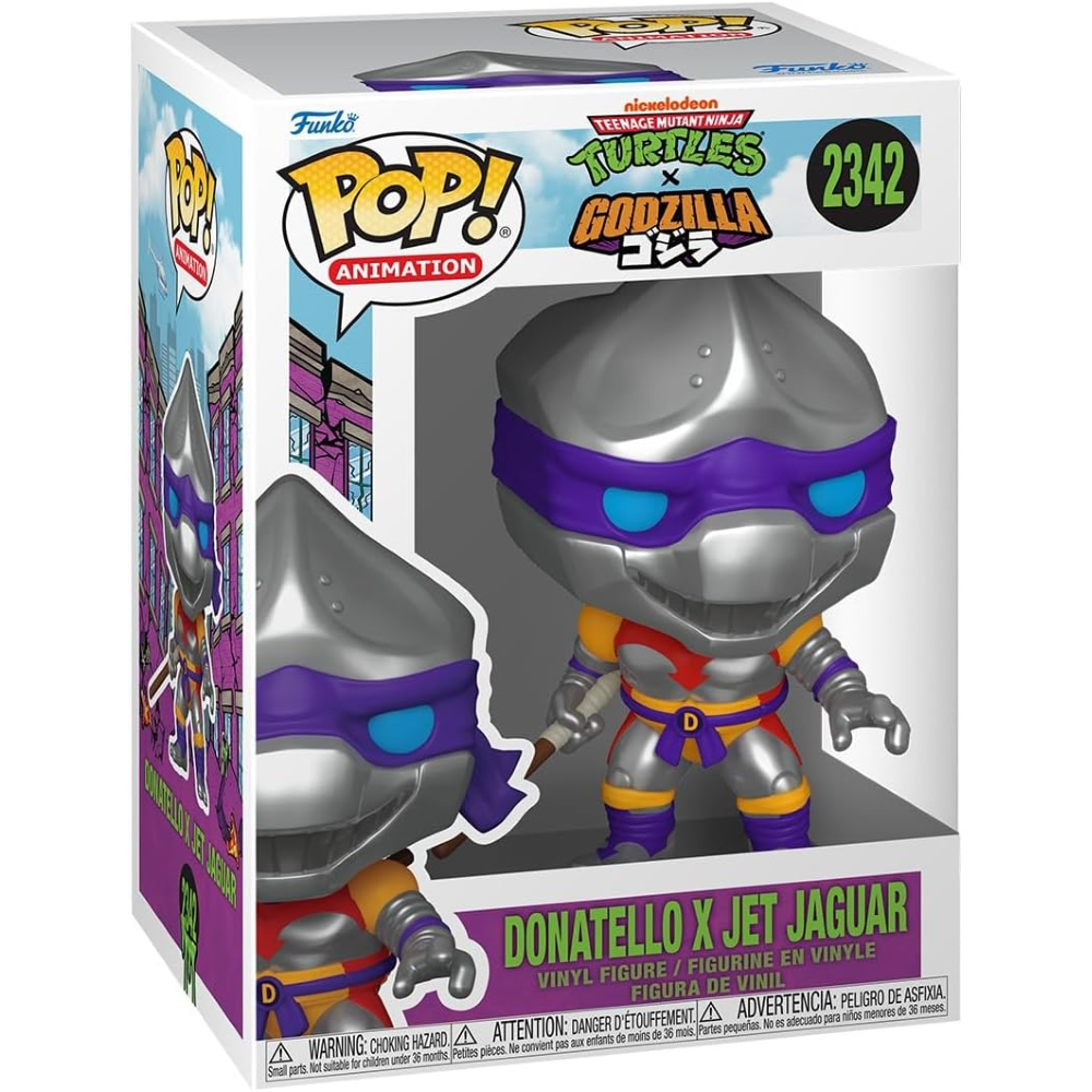 Funko Pop! Animation: Turtles X Godzilla - (2342) Donatello X-Jet Jaguar Figure TMNT 9cm