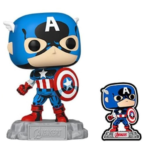 Funko Pop ! Marvel Avengers (1290) Captain America W/Enamel Pin Special Edition
