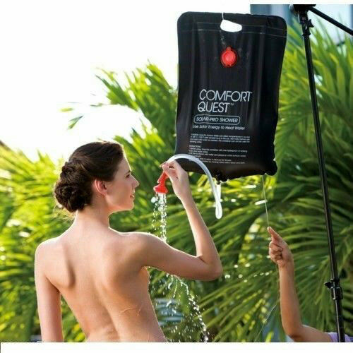 Kit Amaca Da Giardino In Nylon 200 X 80 + Doccia Solare Da Campeggio Estate Mare