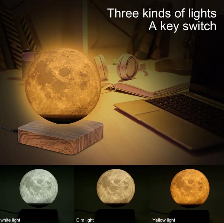 Luna Gravitazionale Levitante Lampada 3D Led Fluttuante Magnetica Design Arredo