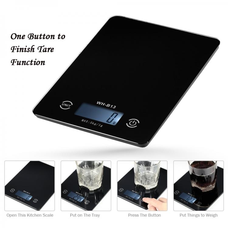 BILANCIA ELETTRONICA DA CUCINA DIGITALE PRECISIONE 1GR 5KG ALIMENTI PIANO VETRO