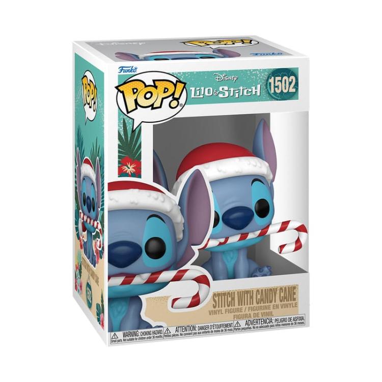 Funko Pop ! Disney Lilo & Stitch Holiday (1502) Stitch W/Candy Cane Figure 9Cm