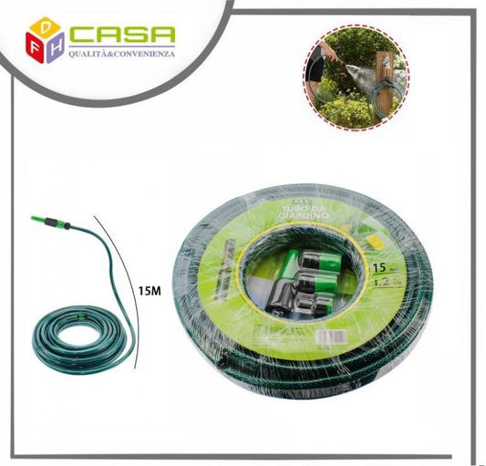 Tubo Acqua Ø 1/2" Irrigazione Per Innaffiare Giardino 3 Strati + Accessori | 15M