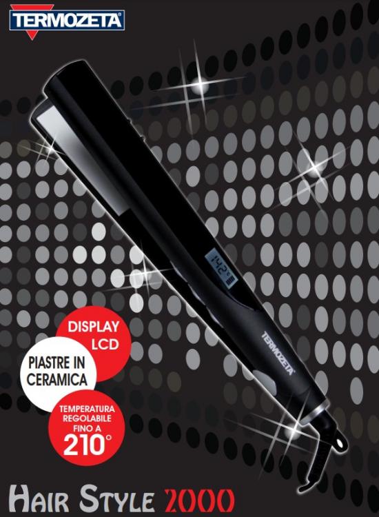 Termozeta Piastra Per Capelli Lisciante Ceramica Lcd 120°-210°C Hair Style 2000