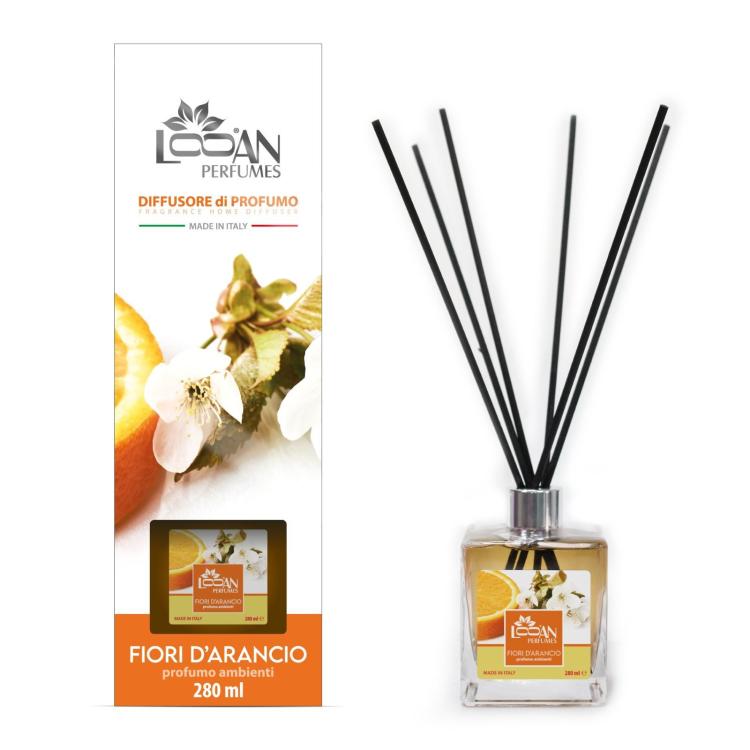 Looan Profumatore Ambiente Bastoncini 280Ml Diffusore Profumo Casa Fiori Arancio