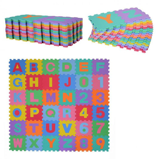 Tappetino Mini Puzzle Bambini 36Pz Da 5Cm Gioco Morbido In Gomma Numeri Alfabeto