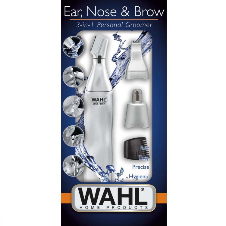 Wahl Rasoio Rifinitore Peli Corpo Naso Orecchie Sopracciglia + Accessori Viaggio