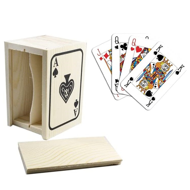 Scatola In Legno Cofanetto Canastra Mazzo Carte Gioco Francesi Napoletane Poker