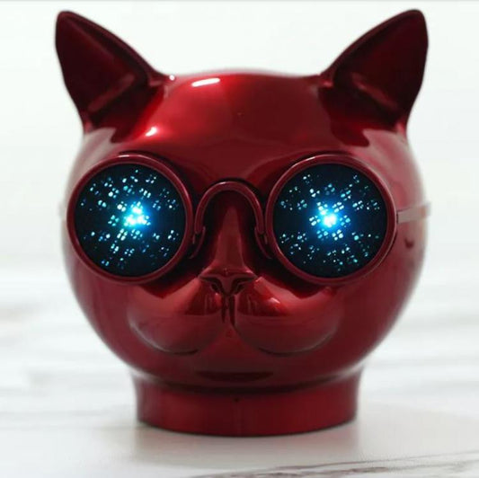 AKAI | SPEAKER BLUETOOTH AUX USB CASSA LED PORTATILE CANE/GATTO CHROME BILLY RED