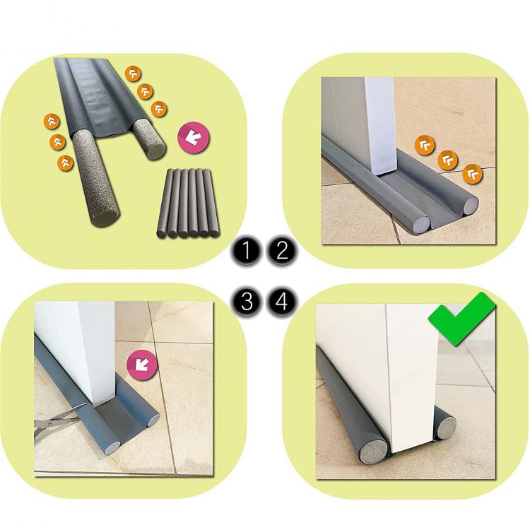 Paraspifferi Sottoporta Isolamento Porte Guarnizione Insetti Freddo 95Cm Grigio