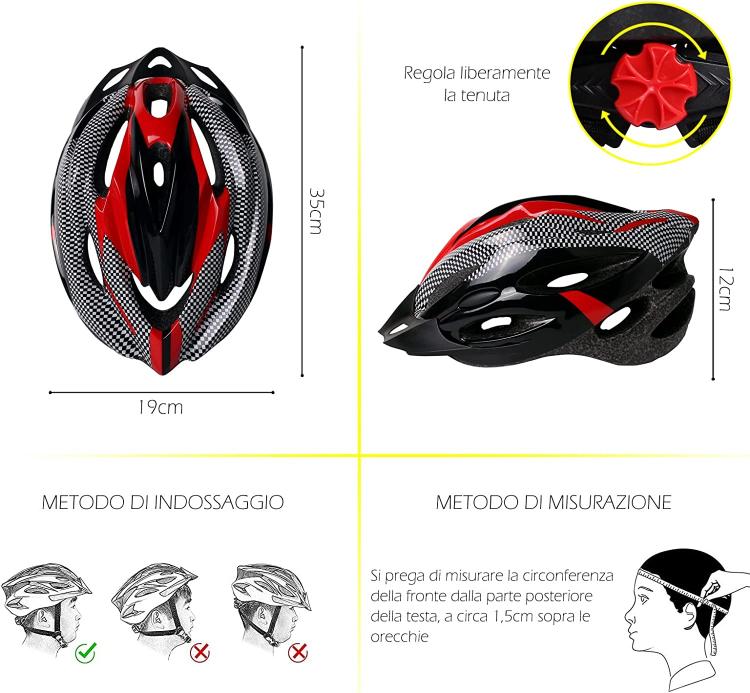 CASCO BICI REGOLABILE LEGGERO BICICLETTA CORSA MOUNTAIN BIKE MTB STRADA CICLISMO