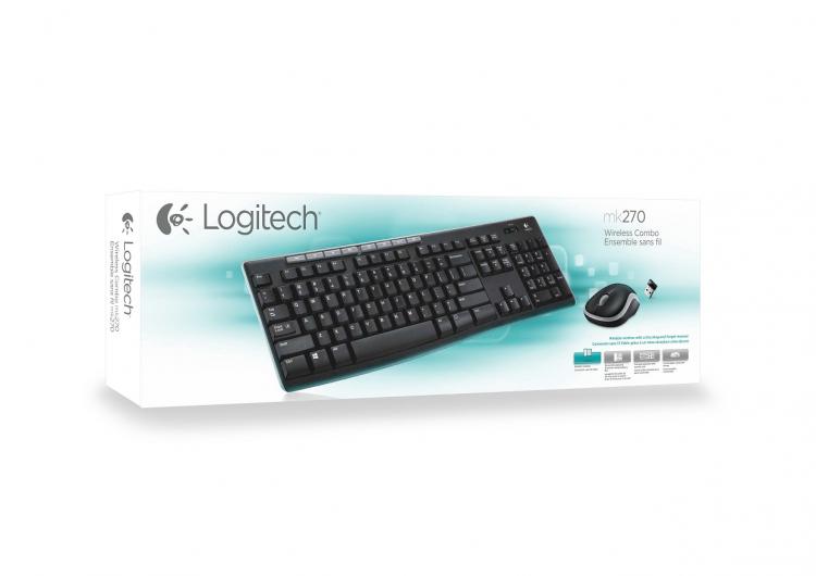 Logitech Kit Tastiera Mouse Ambidestro Wireless Mk270 Universale Windows Pc