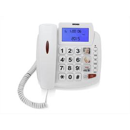 BRONDI TELEFONO FISSO ANZIANI TASTI GRANDI BRAVO 90 LCD VIVAVOCE LED SOS BIANCO
