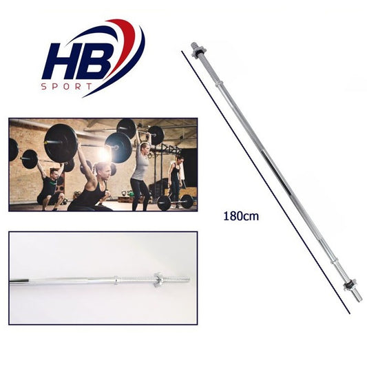 BILANCIERE DIRITTO 180CM Ø25mm ACCIAIO MANUBRIO BARRA LISCIA BODYBUILDING 1,80m