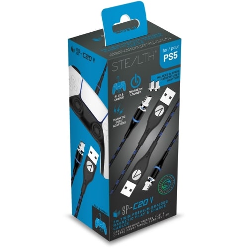 CAVO DI RICARICA MAGNETICO CONTROLLER STEALTH C20V PS5 CARCICATORE JOYPAD 2X3m