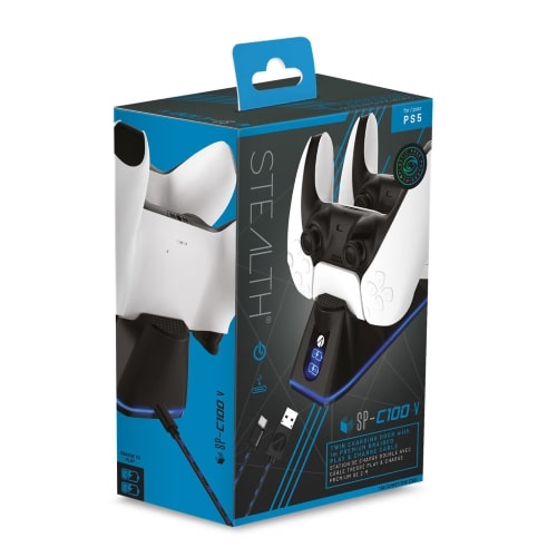 Stealth Base Di Ricarica Controller Dualsense Ps5 Caricatore Doppio 2 Pad Nero