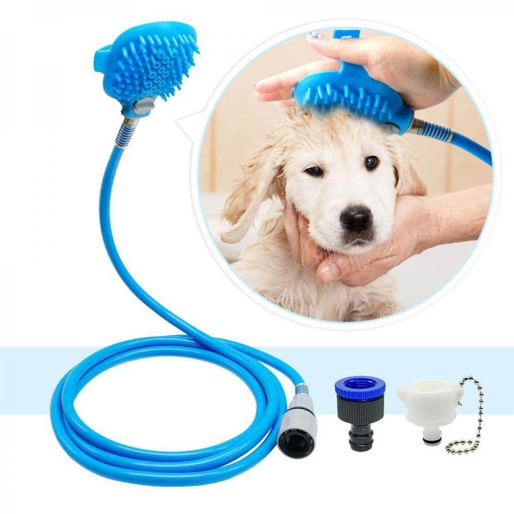 Tubo Spazzola Lavaggio Cane Gatto Doccia Silicone Giardino Toelettatura Toilette