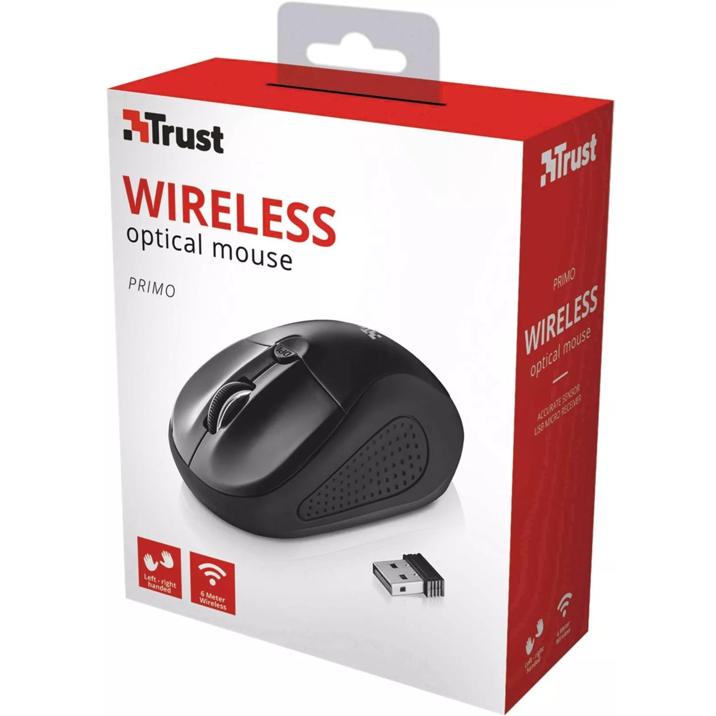 Mouse Trust Primo Wireless Senza Filo Ambidestro Ottico Windows PC Mac 1600 DPI