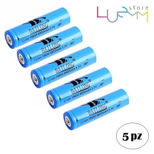 5x Batteria Pila Ricaricabile Al Litio 3,7v Per Fotocamera Torcia Led Ecc 5200mAh