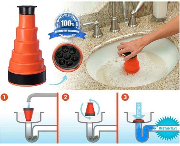 Sturalavandino A Pressione Manuale Scarichi Wc Bagno Stura Tubi Lavandino Pompa