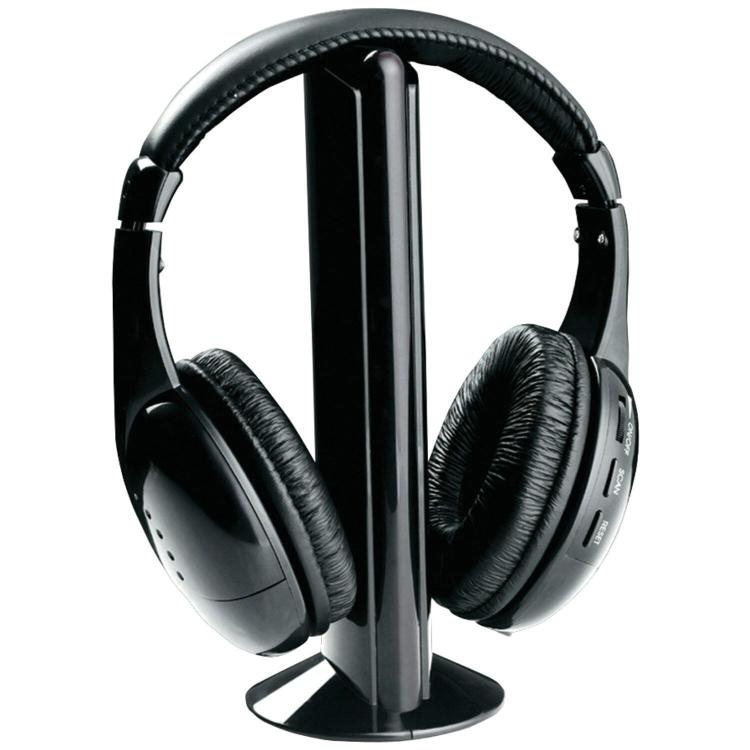 CUFFIE WIRELESS WIFI SENZA FILI 5in1 BASETTA MICROFONO PER RADIO PC TV ANZIANI