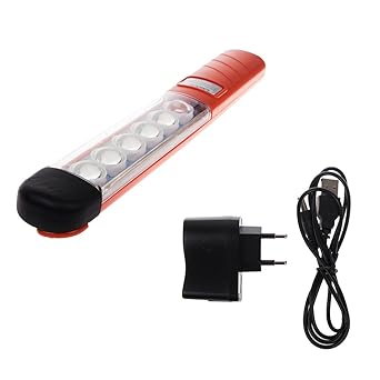 Lampada Torcia Lavoro Gancio-Calamita Portatile 6 Led Ricaricabile Officina Faro