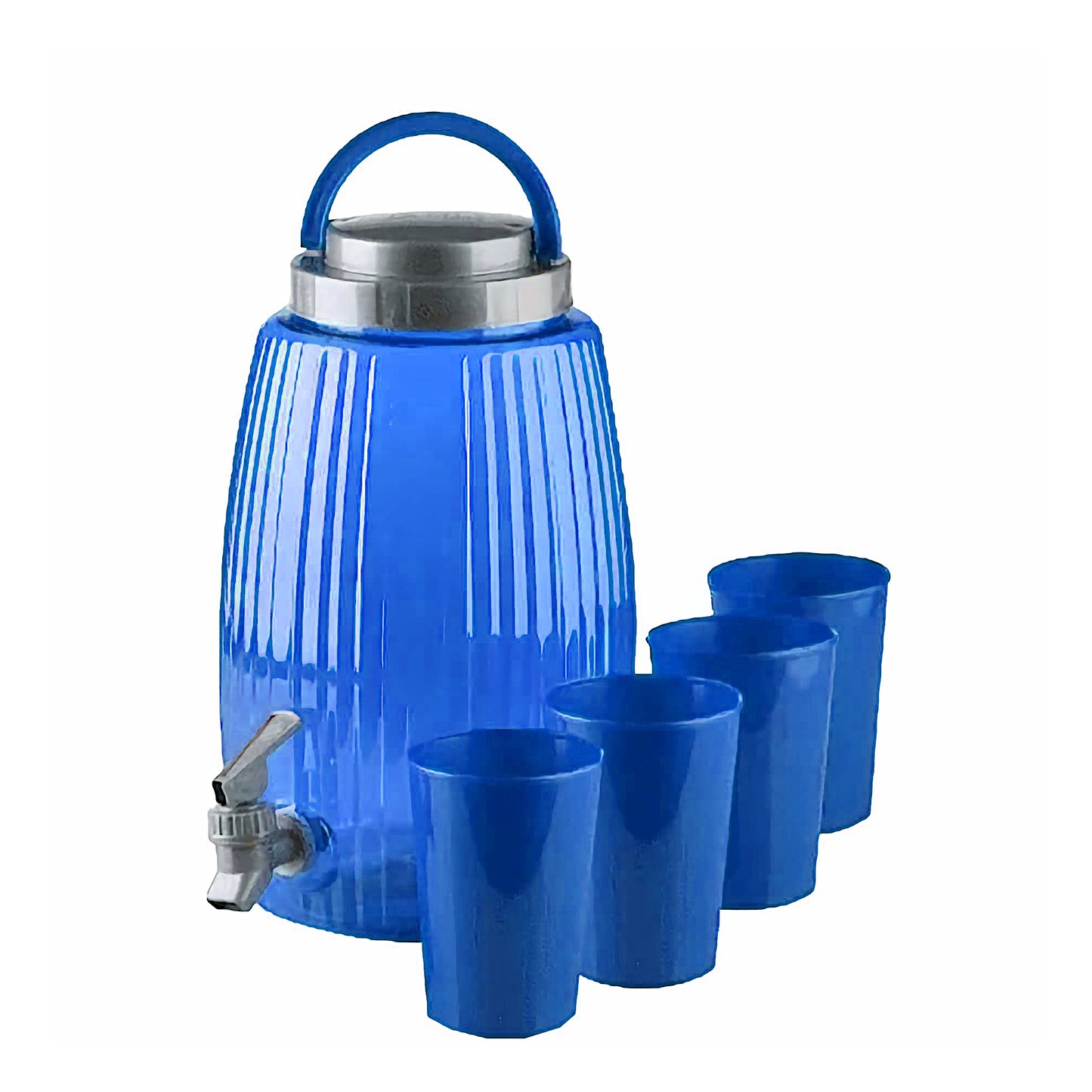 Dispenser Con Rubinetto Erogatore + 4 Bicchieri 4,7L Campeggio Picnic Ufficio